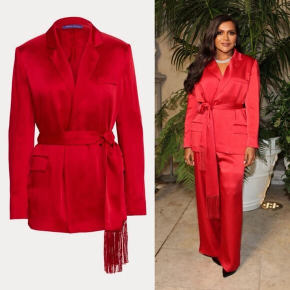 Ralph Lauren Collection Purple Label Belted Satin Blazer Jacket 6 Red NWT $3490 - Picture 1 of 11